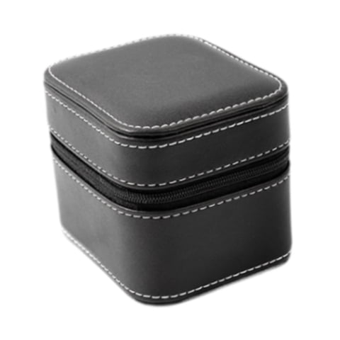 Magideal - Caja De Reloj Individual, Caja De Reloj De Pulsera Portátil De Cuero Pu, Regalo Elegante, Práctico Cierre De Cremallera Para Hombres, Estuche De Viaje Negro