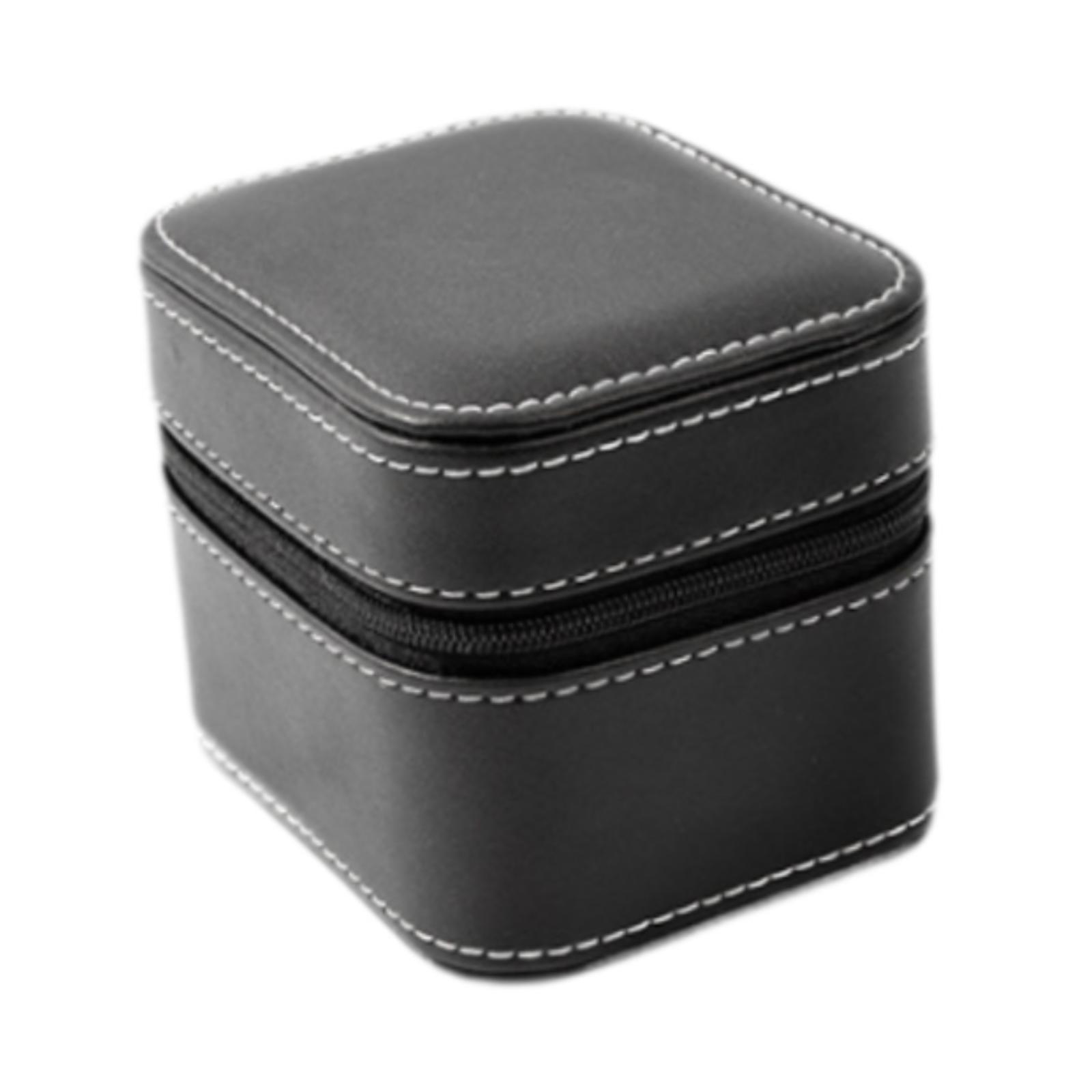 Magideal - Caja De Reloj Individual, Caja De Reloj De Pulsera Portátil De Cuero Pu, Regalo Elegante, Práctico Cierre De Cremallera Para Hombres, Estuche De Viaje Negro