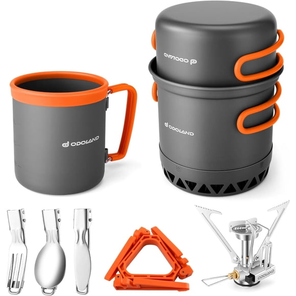 Set de cocina para camping Odoland 1300 W, 0,6 L y 0,8 L