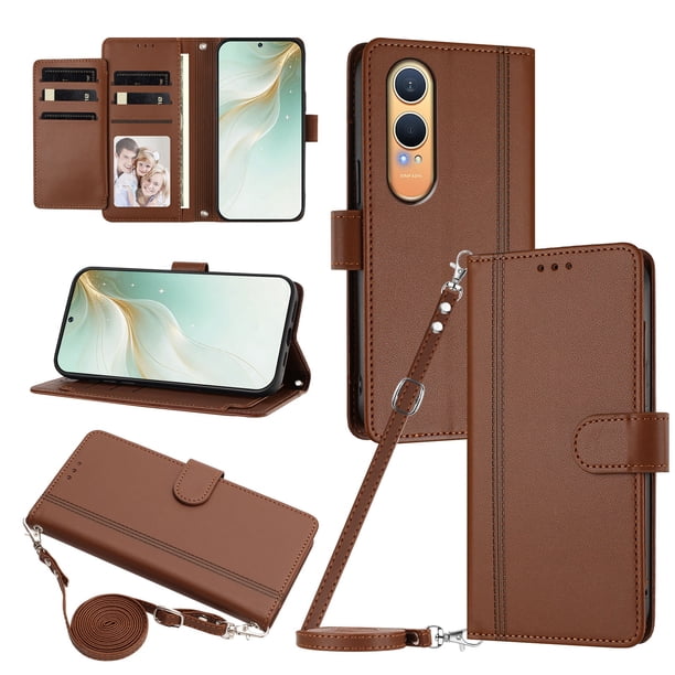 Funda Billetera de Cuero Sintético para OnePlus Nord CE4 Lite 5G, Marrón