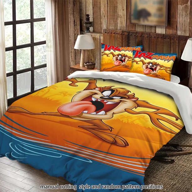Bedding Warner Bros Cartoon Character Tasmanian Devil Theme Suitable for All Seasons Machine Washable Includes Pillowcases Suitable for Bedrooms Guest Rooms Dor