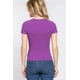 thumbnail image 4 of Saronite Top de Manga Corta con Cuello Redondo y Canalé de Algodón Básico, Morado (para Mujer), 4 of 4