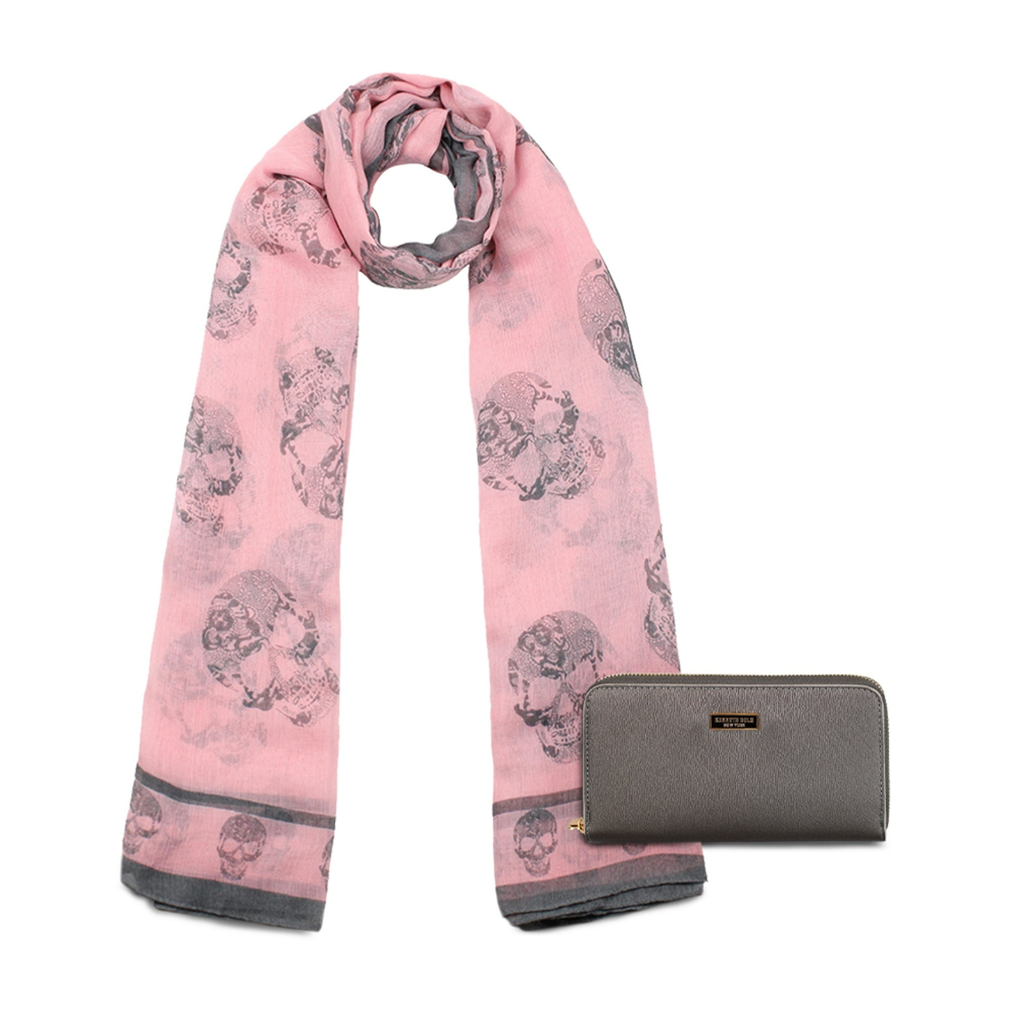 Kubayoff - Kenneth Cole - Pack Bufanda Oni Rosa + Billetera Ava Gris