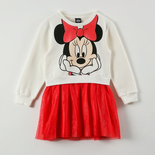 Conjunto Vestido 2 en 1 Disney Minnie Mouse con Tutú Brillante - Niñas 2-8 Años