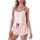 thumbnail image 4 of INSPIRE CHIC Conjunto de Pijamas de Satén para Mujer Ropa de Dormir Camisetas con Pantalones Cortos Ropa de Casa L Rayas Rosadas, 4 of 6