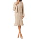 thumbnail image 2 of INSPIRE CHIC Conjuntos de Negocios para Mujeres Vestido Midi Sin Mangas con Cola de Sirena Traje de Maestra para Regreso a Clases Blazer Sin Cuello Conjunto de Vestido de 2 Piezas Beige XS, 2 of 6