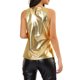 thumbnail image 3 of INSPIRE CHIC Camiseta Holográfica Brillante de Halloween para Mujer Fiesta Disco Top de Tirantes Metálico para Mujer XL Oro Brillante, 3 of 7
