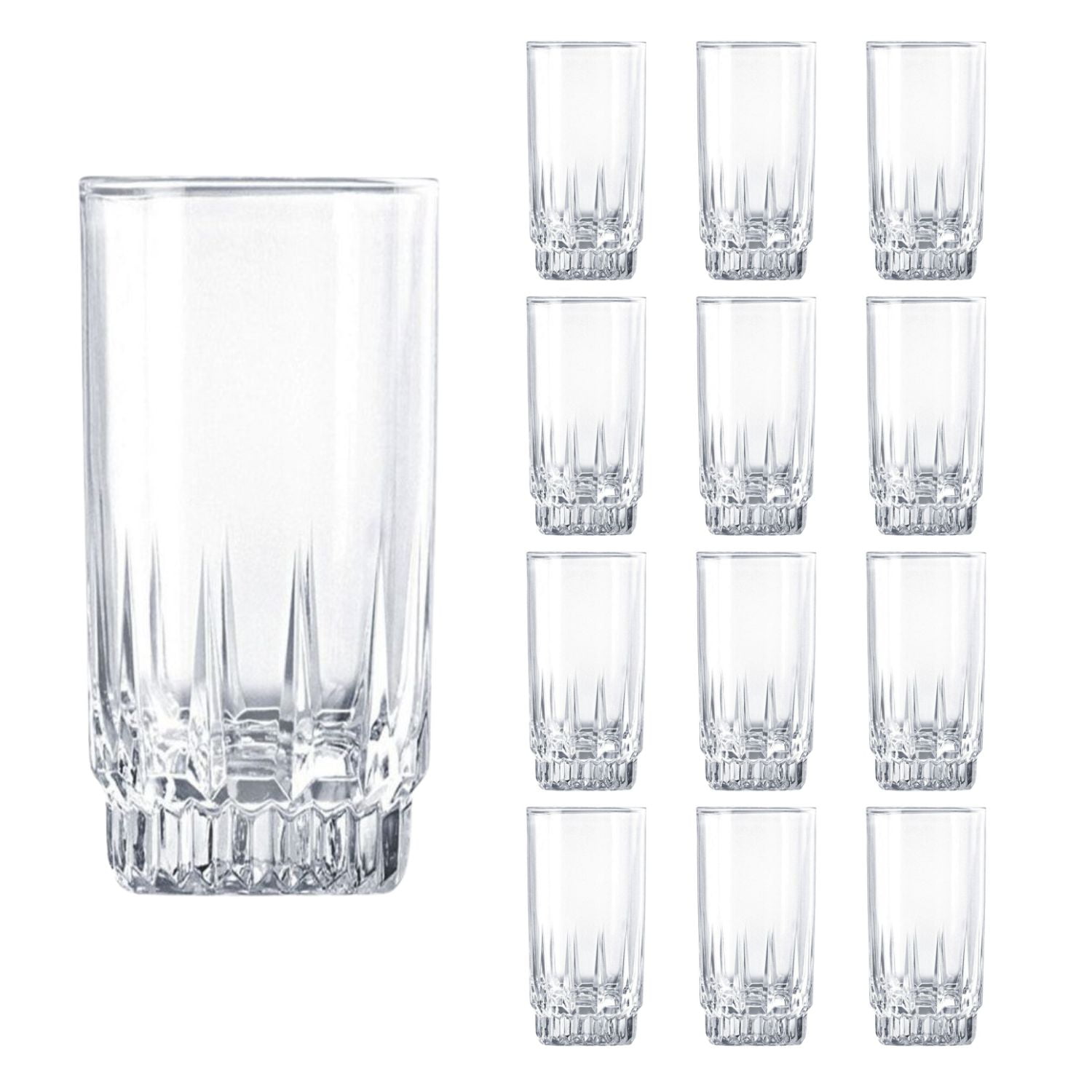 Set 12 Vasos Altos Whisky Cristar Prisma Rocks 335ml