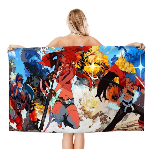 Gurren Lagann Toalla de playa de secado rápido con diseño temático, regalo para mujeres y niñas, ideal para cumpleaños, fans, amantes de la música, uso en la playa o al aire libre, 78 × 160 cm