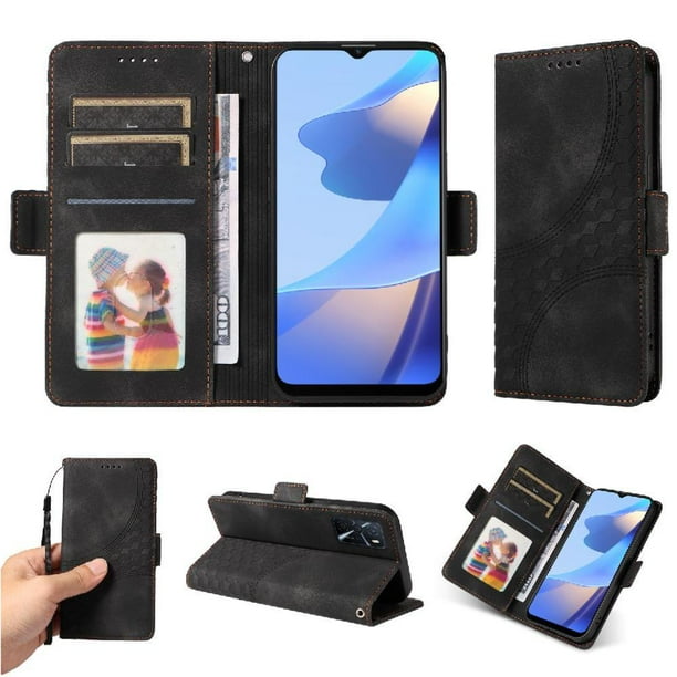 Carcasa FOXDOCK OPPO A54s de cuero PU, diseño acolchado clásico, protección contra caídas y rayones