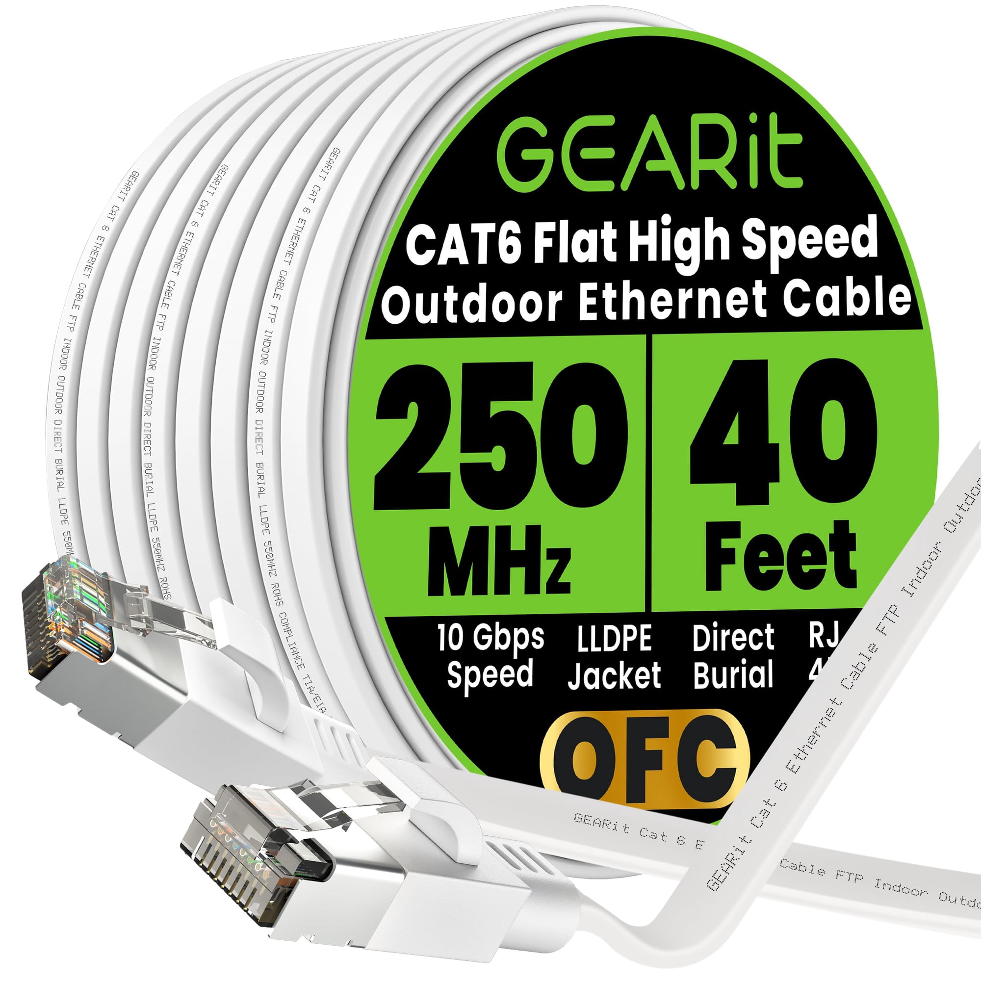 Cable Ethernet Gearit Cat6 Exterior Plano 12 M 10 Gbps