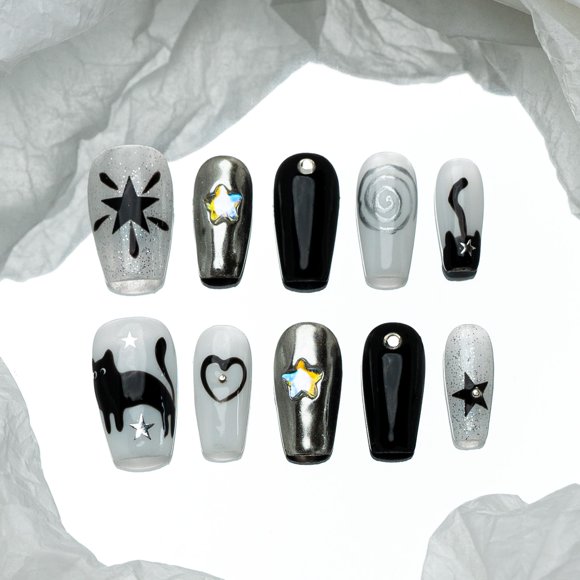 Uñas Postizas Sun&Beam Nails Medianas Ballerina Negro
