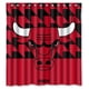 thumbnail image 1 of Cortina de ducha con el logotipo de los Chicago Bulls, juego de cortina de baño con ganchos, tamaño 60 x 72 pulgadas, 1 of 3