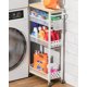 thumbnail image 1 of Carro de Almacenamiento Delgado de 4 Niveles con Ruedas, Carro Estrecho de Metal para Cocina, Organizador de Baño con Estante de Madera y Asa para Espacios Pequeños, 1 of 9