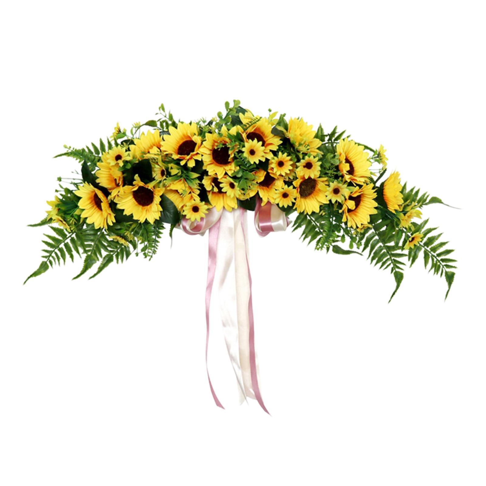 Magideal - Girasol Artificial De 29 Pulgadas, Guirnalda Floral, Arco, Corona, Centro De Mesa Para Puerta Delantera, Pared De Boda, Telón De Fondo, Decoración De