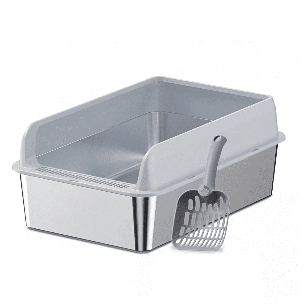 Arenero Gatos Belug Grande Baño Sanitario Acero Inox Con Pala Gris
