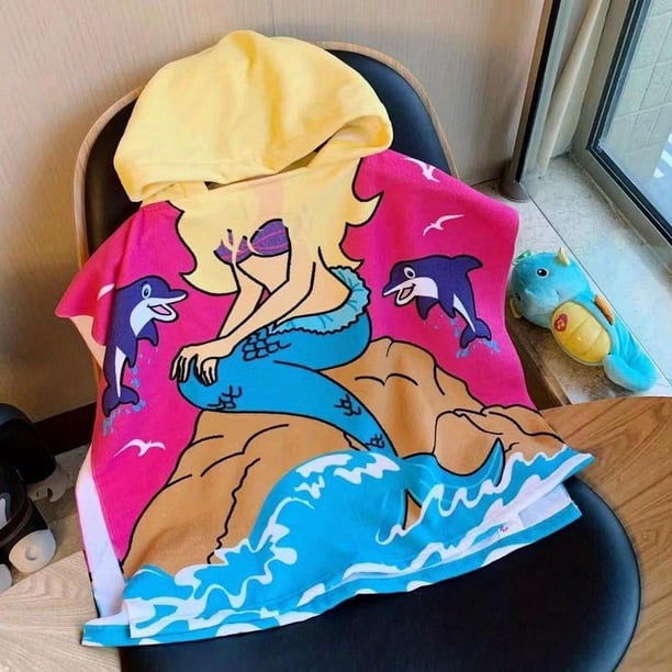 1pc Kids Cartoon Hooded Bath Towel, Absorbent Cute Bath Towels With Hood For Girls Boys, Bathroom Accessories