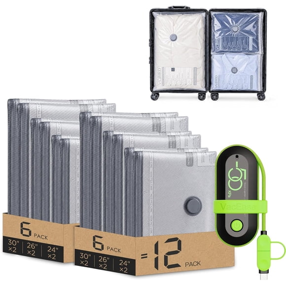 Bolsas Al Vacío 12 Pack 40 X 40 40 X 50 Y 40 X 60 Cm Con Bomba Usb 50 Kpa