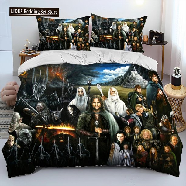 x2537 Bed SheetsL-Lord Of The Rings H-Hobbit Comforter Bedding Set,Duvet Cover Bed Set Quilt Cover Pillowcase, Size Bedding Set Boys 3-Piece Bedding Set (1 Duvet Cover + 2 Pillow Shams) nj2537