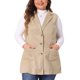 thumbnail image 1 of GRACIA Y GRANDEZA Disfraces de Halloween Chaleco de imitación de gamuza sin mangas con solapa de muesca Chaqueta utilitaria con botones y bolsillos para mujer talla grande 3X Caqui, 1 of 8