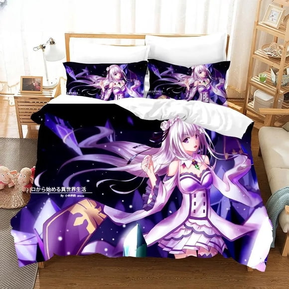 Cartoons Rem Ram Bedding Set Life in a different world from zeroDuvet Cover Sets Comforter Bed Kids Bedclothes