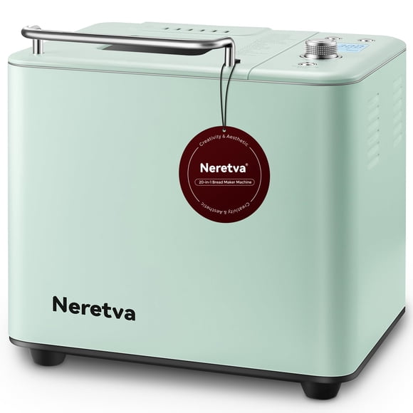 Máquina para hacer pan Neretva, 20 en 1, 2 libras, sin gluten, 550 W, verde claro