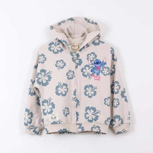 Polerón Abierto Niña Lilo & Stitch Disney Flores Beige
