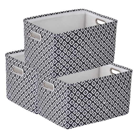 Gran contenedor de tela con asas para estantes de armario, 3 piezas de cesta de almacenamiento plegable para organizar ropa, libros, negro 13.8*9.8*7.9in