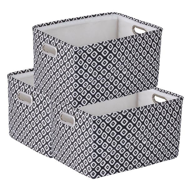 Gran contenedor de tela con asas para estantes de armario, 3 piezas de cesta de almacenamiento plegable para organizar ropa, libros, negro 13.8*9.8*7.9in