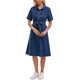 thumbnail image 2 of Vestido de Mezclilla para Mujer INSPIRE CHIC Abotonado de Manga Corta con Cinturón Casual Camisero de Mezclilla XL Azul Oscuro, 2 of 6