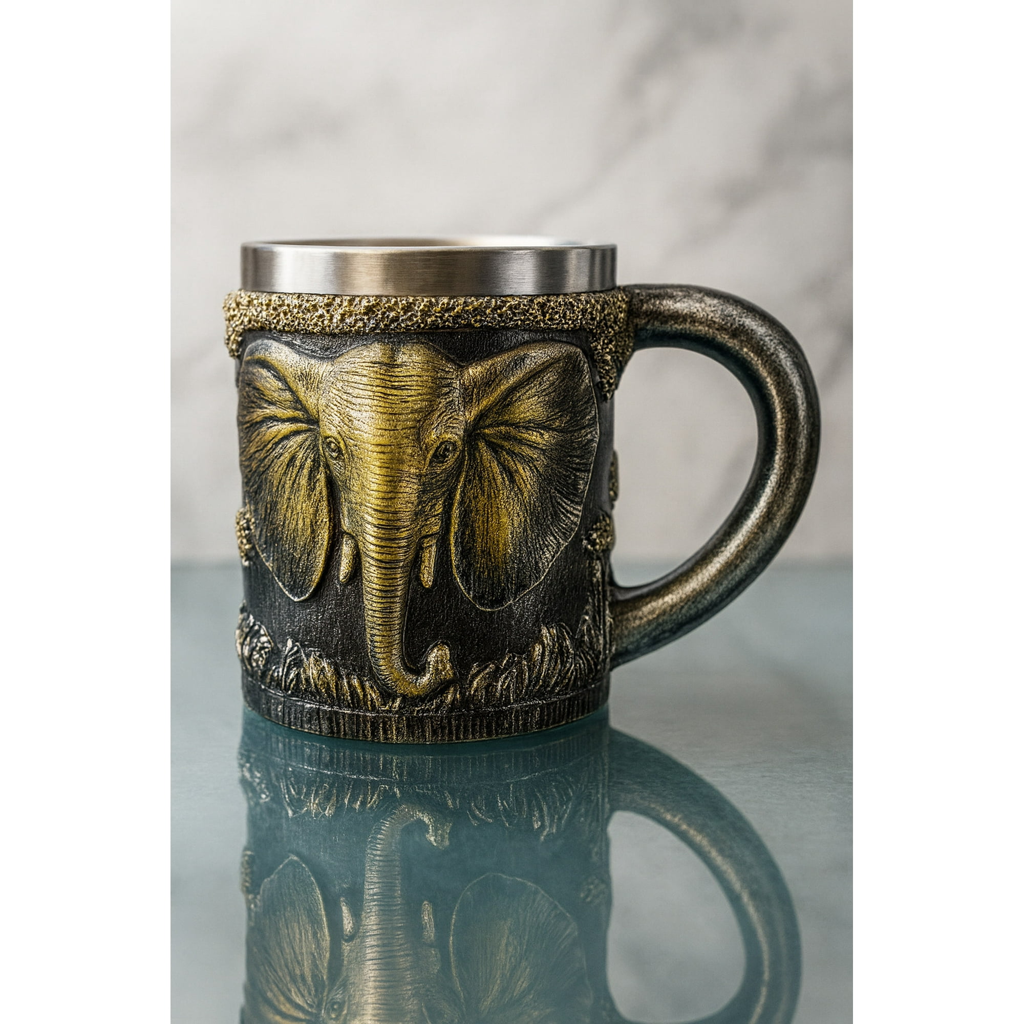 Tazon - Taza Termica De Acero Con Diseño De Elefante En 3d
