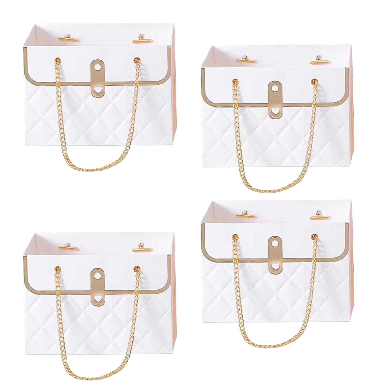 Bothyi - 4 Piezas De Cajas De Ramo, Bolsa De Papel De Regalo Para Arreglos De Cumpleaños, Regalos, Color Blanco