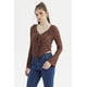 thumbnail image 2 of Polera Mujer Encaje Escote V Café Oscuro, 2 of 4
