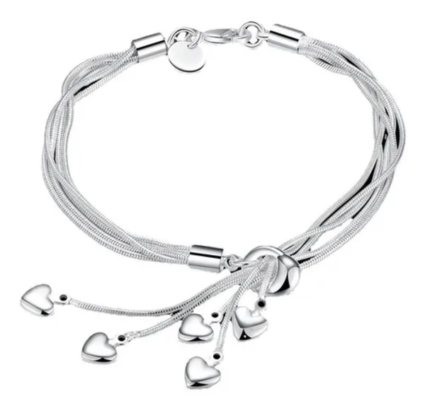 Genérico - Pulsera Brazalete Plata 925 Corazón Aniversario Mujer