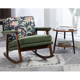 thumbnail image 2 of Silla de acento moderno de mediados del siglo, silla basculante con marco de madera maciza, sillas de salón tapizadas, 2 of 5