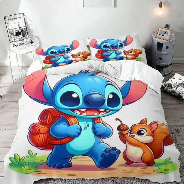 Stitch Cute Duvet Cover Bedding Set Home Cartoon 3D Colorful Printing Children's Bedroom Decoration Gift Bed Sheets