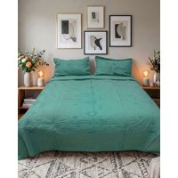 Imac Hogar - Cubrecama Quilt Bordado King Mas Fundas De Almohadas Estilo Botánico