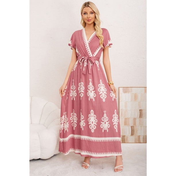 Maxi Vestido Largo Mujer Cruzado Estampado Casual Eventos 3383
