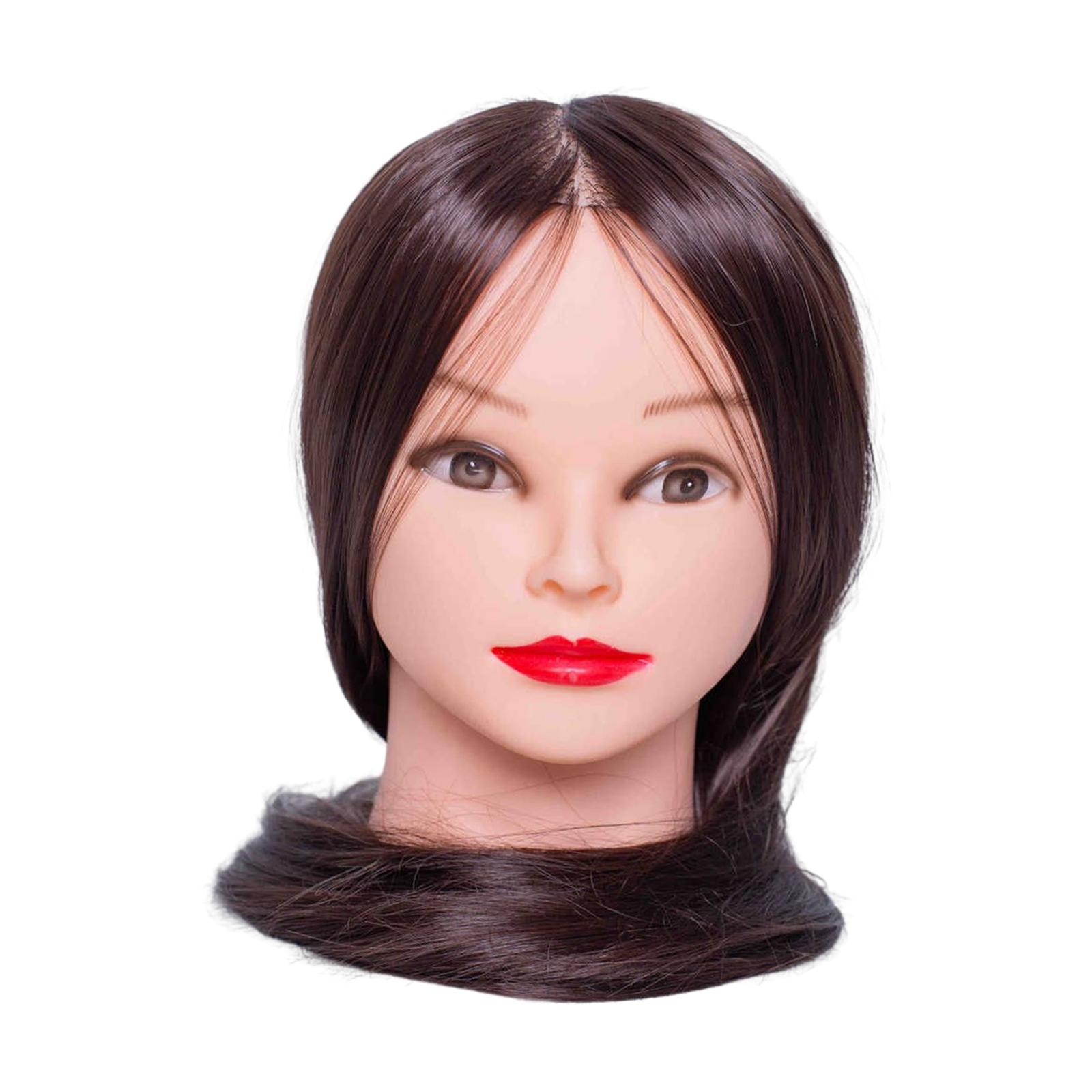 Ioensy - Cabeza De Modelo Cabezas De Entrenamiento De Estilismo Modelo Cabeza De Maniquí De Fibra Sintética Cabeza Giratoria Marrón