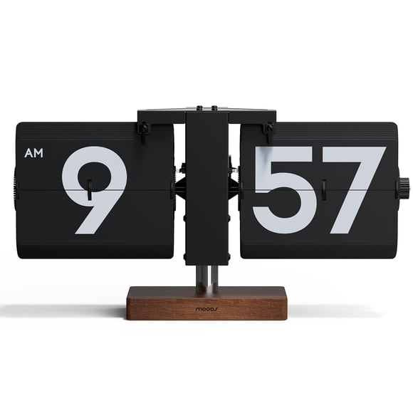 Reloj de escritorio Mooas Classic Modern Wood Flip (Negro)
