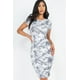 thumbnail image 1 of Saronite Vestido Ajustado de Manga Corta hasta la Rodilla con Estampado Tie-dye, Gris (para Mujer), 1 of 2