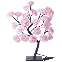 Ioensy - Lámpara De Mesa Rosa Flor Escritorio Árbol Luz Usb Alimentado Luz De Noche Decoración Para El Hogar