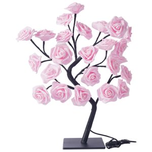 Ioensy - Lámpara De Mesa Rosa Flor Escritorio Árbol Luz Usb Alimentado Luz De Noche Decoración Para El Hogar