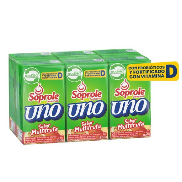 Bebida Láctea Probiótico Defensas con Bombilla Sabor Multifruta Caja, 6 Un