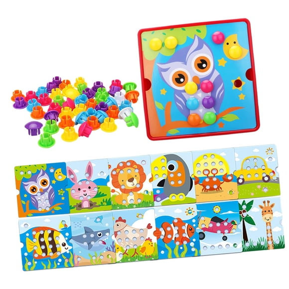Mosaico Pegboard Juguetes Educativos Con Clavijas Para Niños De 2 3 4 Años Niños Pequeños Estilo E