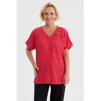 Fashionspark - Polera Mujer Lisa Abotonada Fucsia