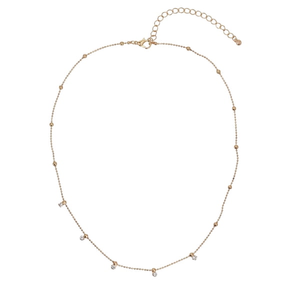 Collar Time and Tru Goldtone de 18 in con colgante de cristal de 3 in