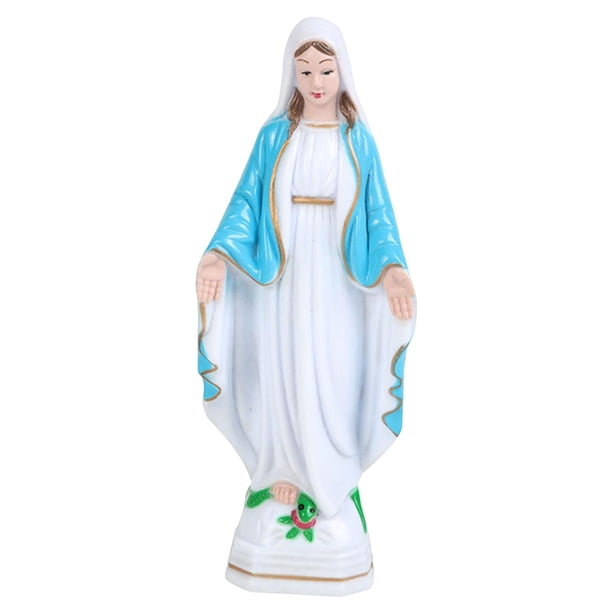 Santísima Virgen María Estatuilla Personaje Escultura Estatua Decoración 15cm Abrigo Azul