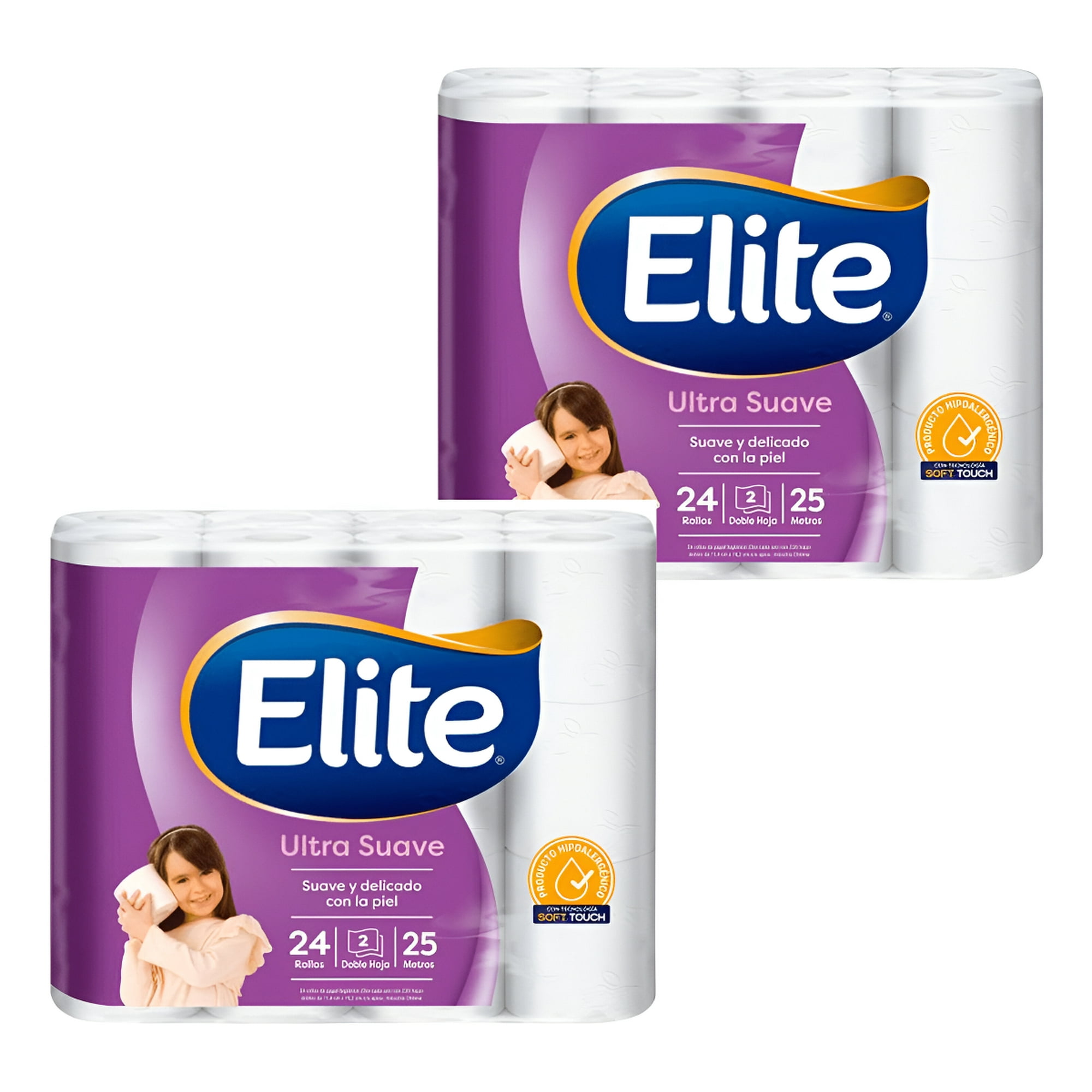 Pack X 2 Elite Papel Higienico Doble Hoja 25 Metros 24 Rollos