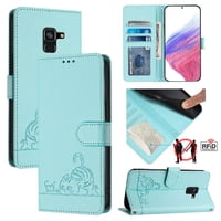 Funda Tipo Cartera Foxdock Para Samsung Galaxy A8 2018 Con Soporte, Ranuras, Rfid, Diseño De Gato